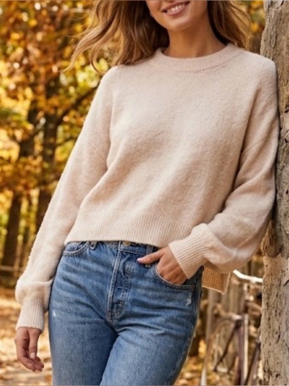Iris Setlakwe crew neck sweater cream wool mohair blend lightweight small